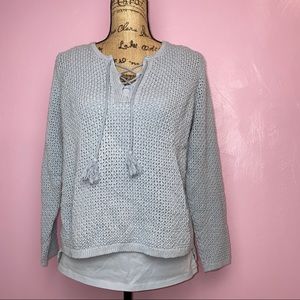 J.Jill Knit Crochet Sweater with tank top under